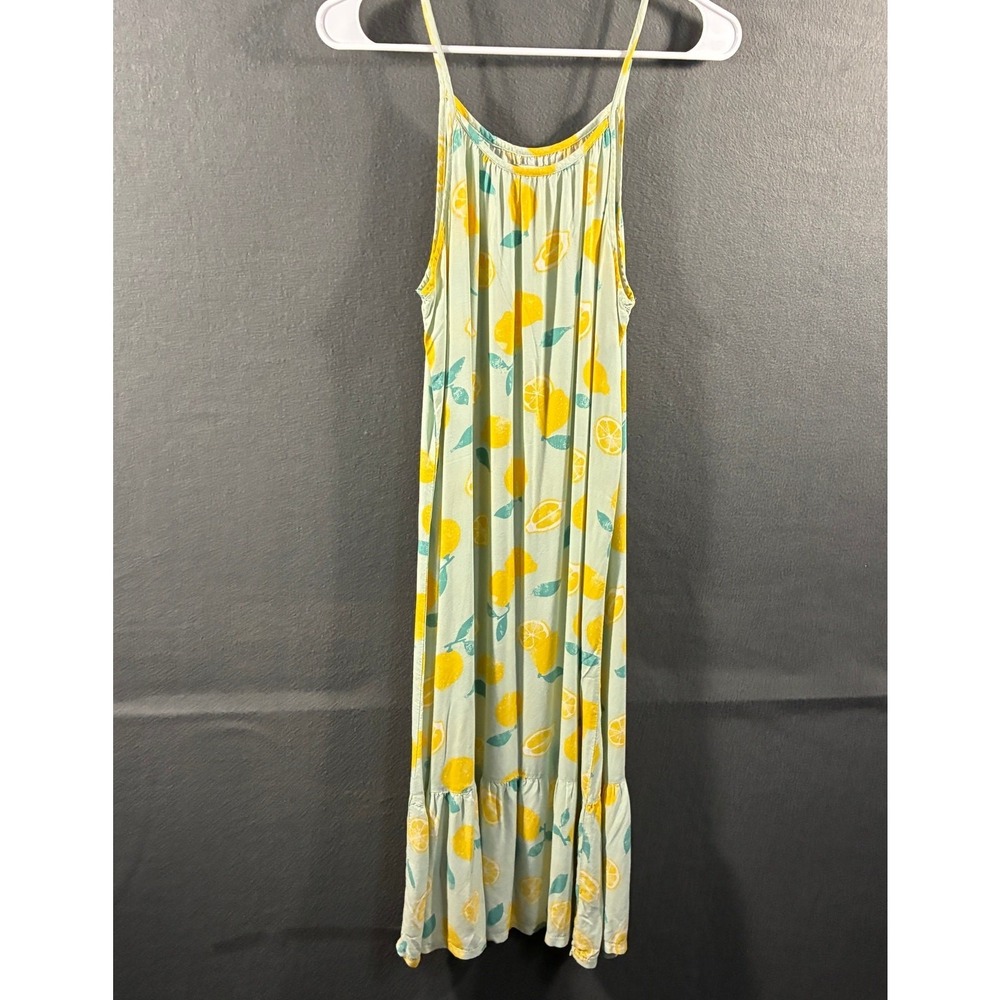 women midi dress small green yellow lemon novelty cottagecore dainty feminine